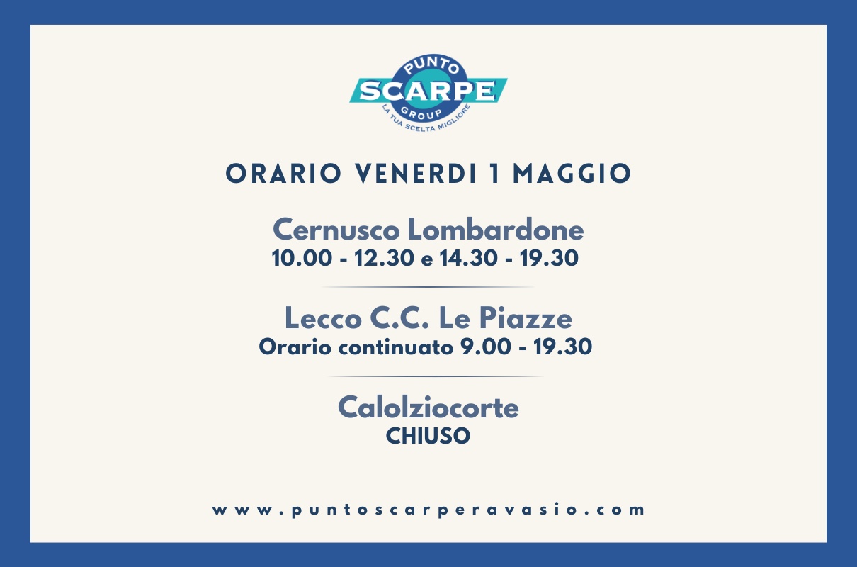 Orari Vendita Punto Scarpe - Punto Scarpe Ravasio